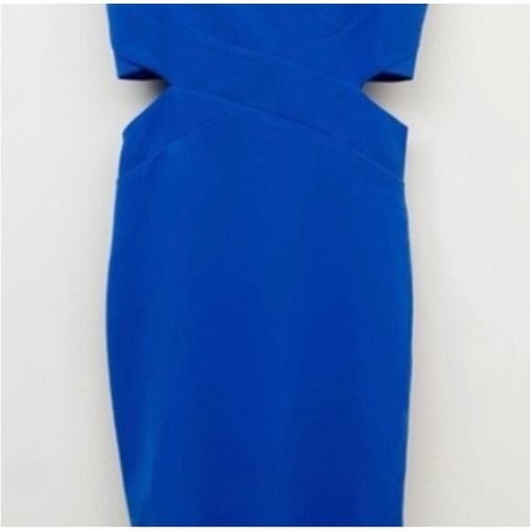 Laundry by Shelli Segal Royal Blue Knee-Length Dress Size 6 Side Cutouts V-Neck - Picture 3 of 11